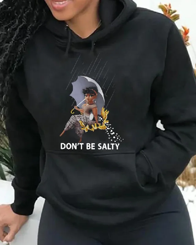 Dessert Matching Black girl in the rain slogan print hoodie