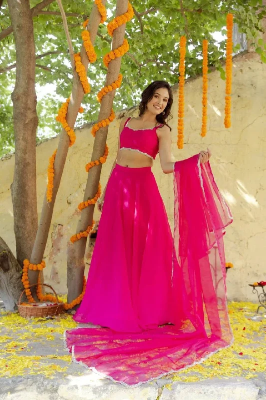 Luxury And Elegant Rani Pink Simple Elegant Lehenga Ready to Wear Suit