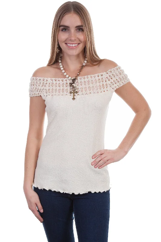 Avant-garde Design Scully Womens Natural 100% Cotton Crochet S/S Tunic