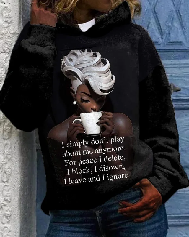 Bright Colors Women's Don't Play About Me Anymore Letter Print Long-sleeved Hoodie