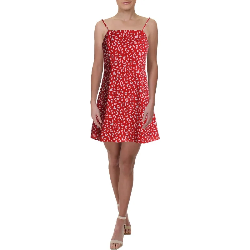 Youthful Aqua Womens Sleeveless Animal Print Mini Dress