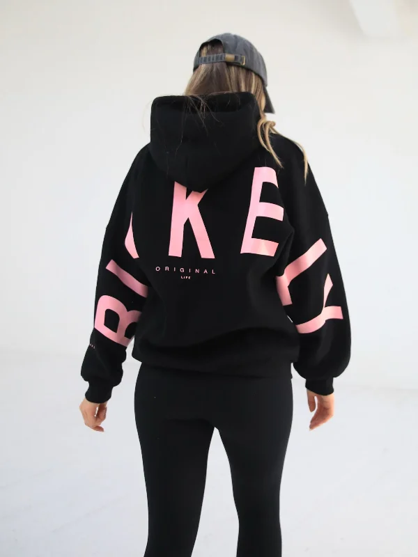 High-end Fabrics Members Isabel Oversized Hoodie - Black & Pink