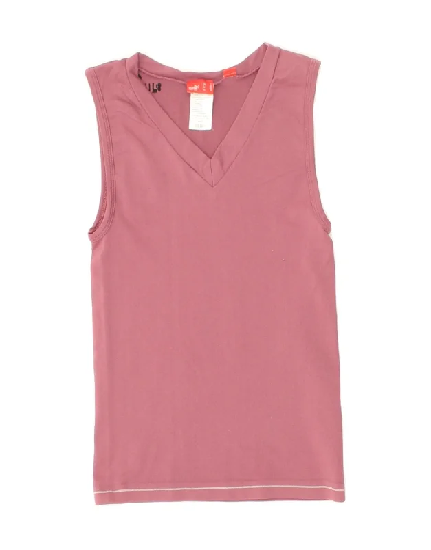 Minimalism PUMA Womens Crop Vest Top UK 10 Small  Maroon Nylon
