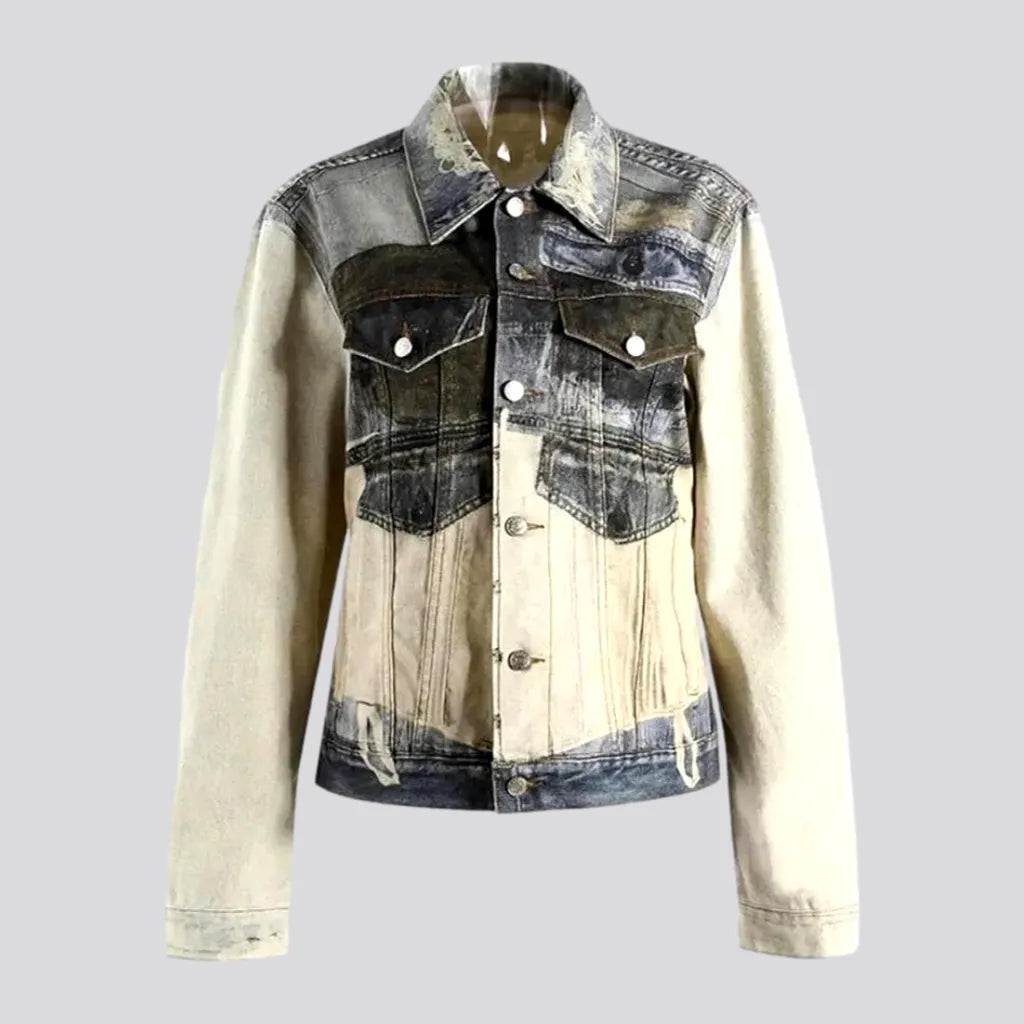 Short Design Fashionable oversized painted women's jean jacket