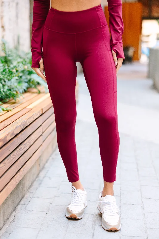 Spring Fashion Get Going Burgundy Red 7/8 Leggings