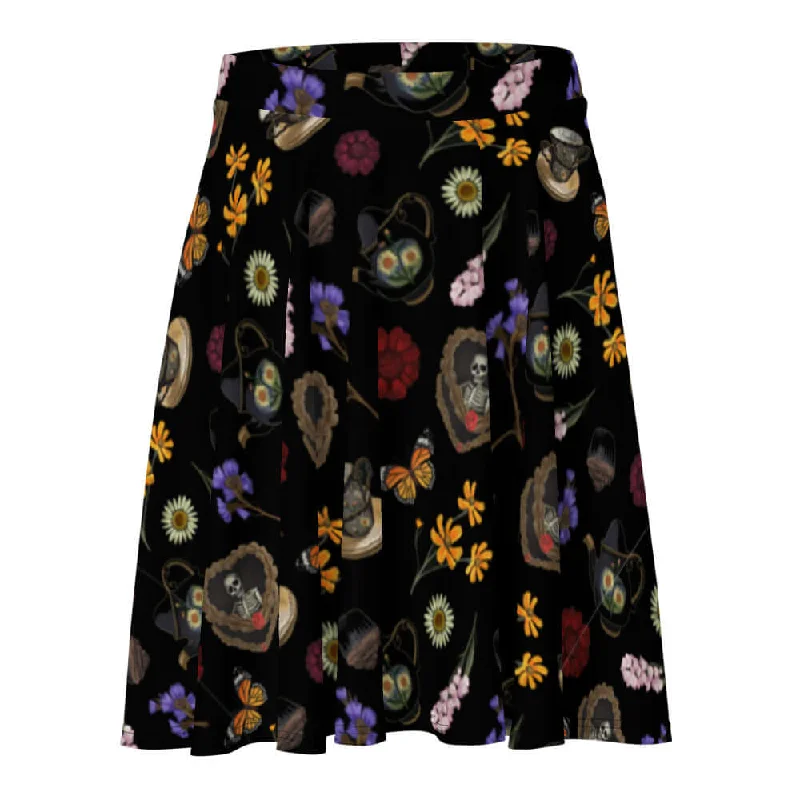 Comfortable And Versatile Gothic Tea Time Skater Skirt