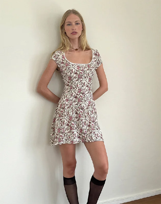 Fashionable Items Tipani Mini Dress in Vintage Bloom Ivory