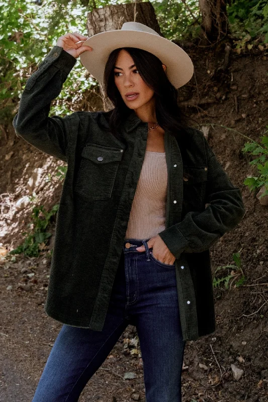 High Street Style Greeley Corduroy Jacket | Deep Green