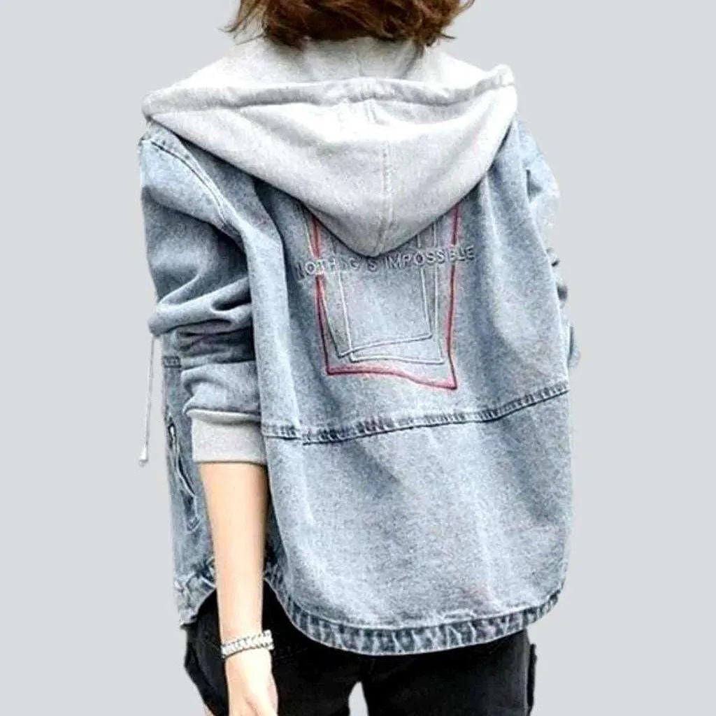 Comfortable Design Hooded denim jacket
 for women