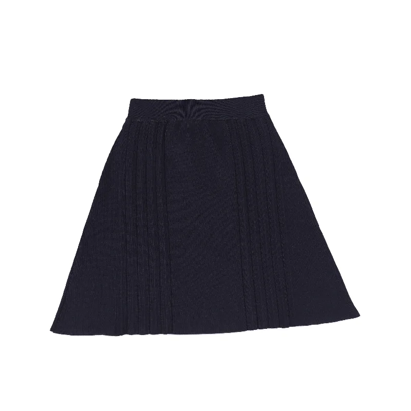 French Style C14650-KNIT PLEATED DETAIL SKIRT-Navy