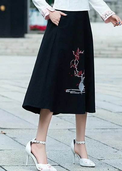 Wearable At Home Or Out Vivid A line skirts Cotton Drops Design Runway black embroidery short skirt Summer Wearable At Home Or Out Vivid A line skirts Cotton Drops Design Runway black embroidery short skirt Summer
