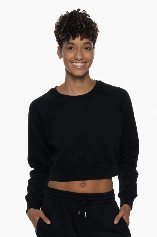Luxury And Elegant Brynn Cropped Fleece Crewneck - Black