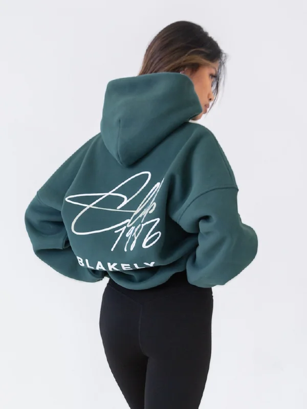 Romantic And Fresh Club Oversized Hoodie - Teal Green
