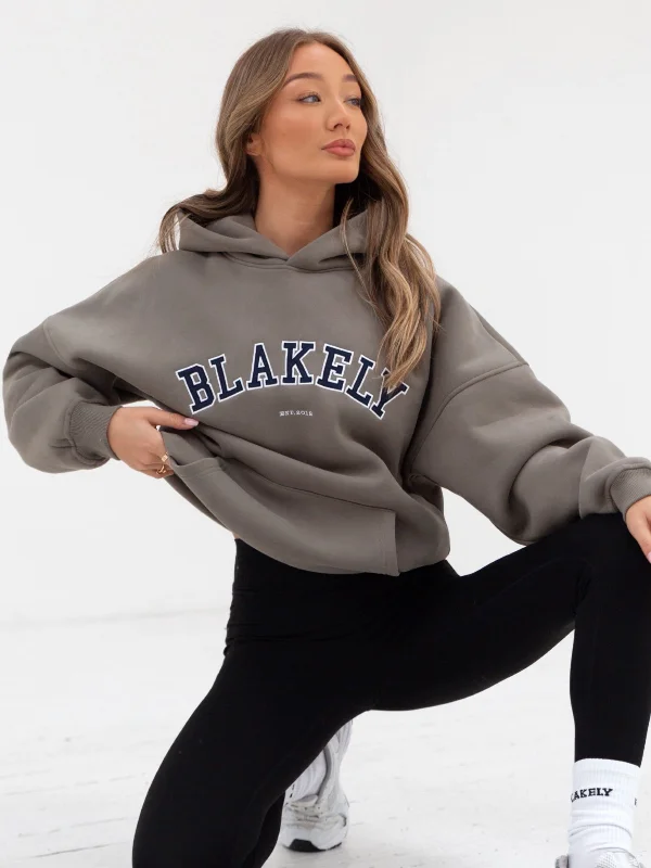 Fashionable And Versatile Varsity Oversized Hoodie - Safari Green