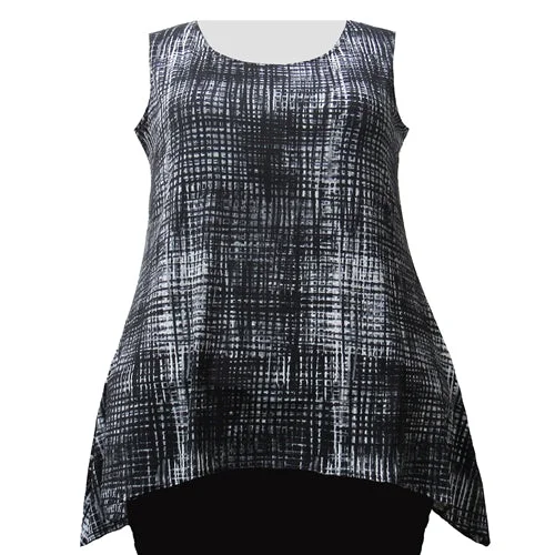 Exclusive Customization Black & Grey Grid Shark Bite Hem Tank Top Women's Plus Size Tank Top Exclusive Customization Black & Grey Grid Shark Bite Hem Tank Top Women's Plus Size Tank Top