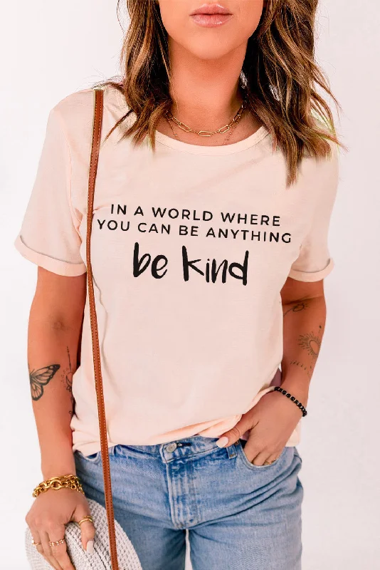 Casual And Comfortable Slogan Graphic Cuffed Tee