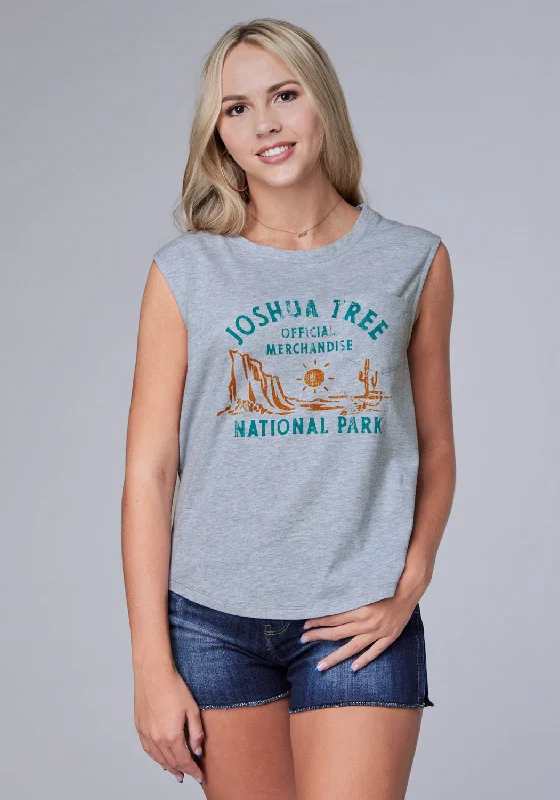 Youthful Roper Womens Joshua Tree Grey Cotton Blend S/L T-Shirt