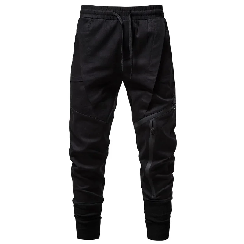 Thin Design Men's Punk Zipper Splice Jogger Pants