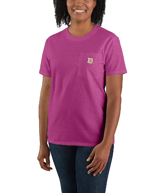 Stretch Design Carhartt Women’s WK87 Short Sleeve Pocket T-Shirt - Magenta Agate Heather Stretch Design Carhartt Women’s WK87 Short Sleeve Pocket T-Shirt - Magenta Agate Heather