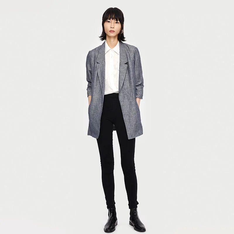 High Street Style Toyouth Vintage Stylish Striped Blazers Coat Women 2019 Fashion Notched Collar Three Sleeve Office Ladies Outerwear Casaco Femme High Street Style Toyouth Vintage Stylish Striped Blazers Coat Women 2019 Fashion Notched Collar Three Sleeve Office Ladies Outerwear Casaco Femme