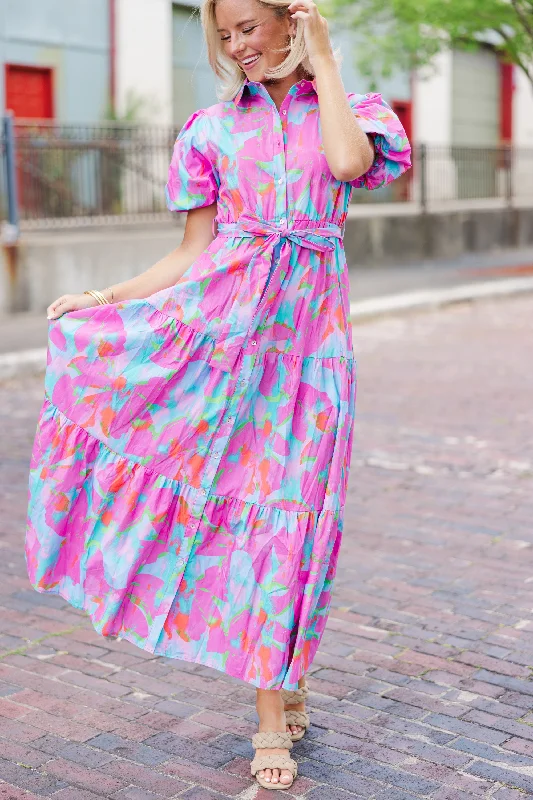 Classic And Versatile It's Your Choice Pink Floral Maxi Dress