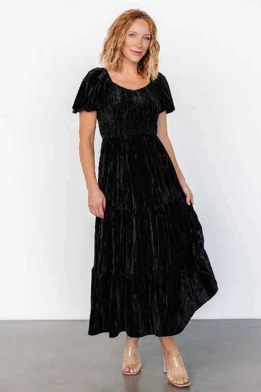 Bright Colors Colleen Velvet Maxi Dress | Black