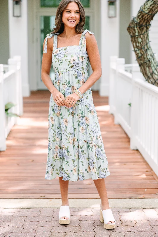 Simple Matching Get Ready Mint Green Floral Maxi Dress