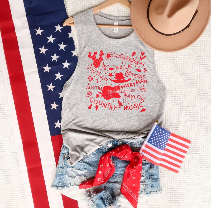 Soft And Comfortable "Luckenbach" Grey Muscle Tank