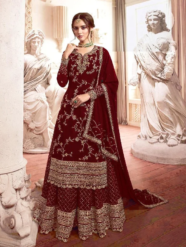 Fresh And Simple Maroon LT 4902 Heavy Georgette Sharara Suit