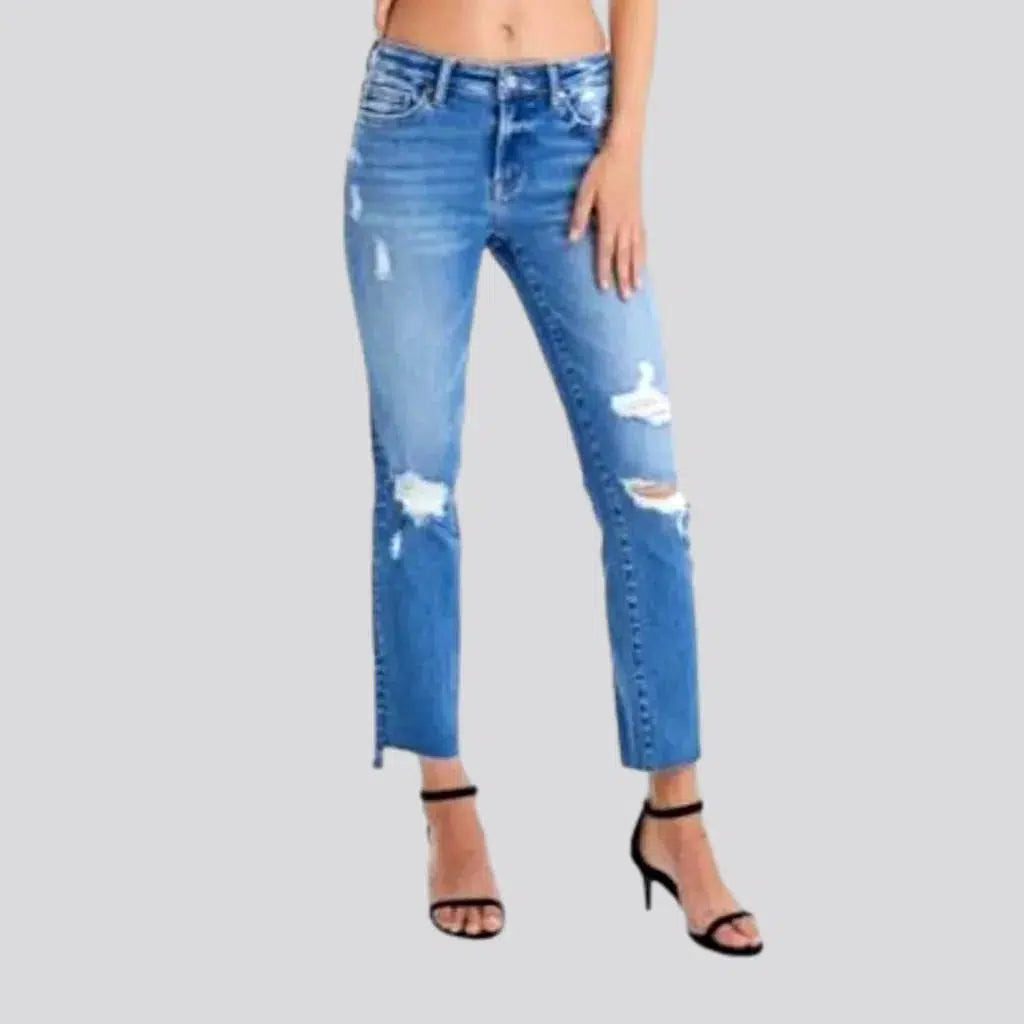 Dessert Matching Distressed ankle-length jeans