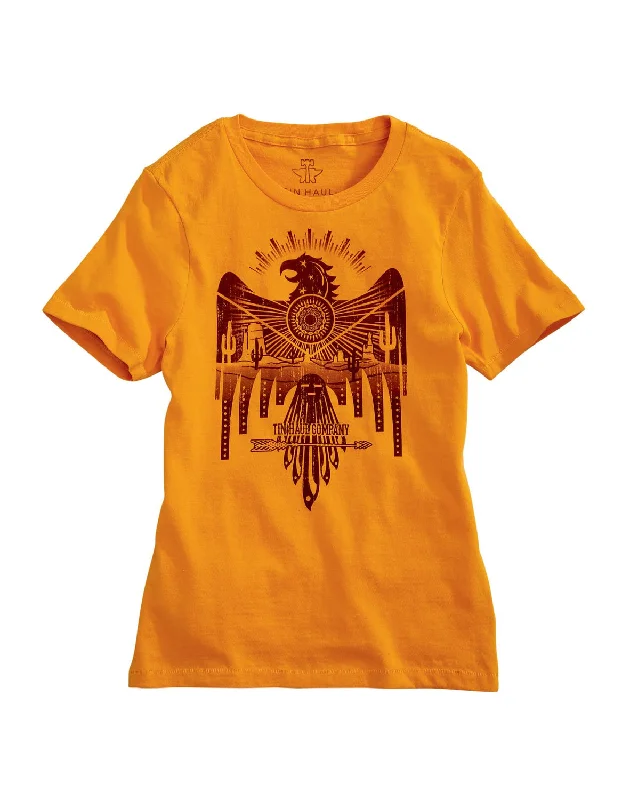 Comfortable And Cold-proof Tin Haul Womens Gold 100% Cotton Bold Eagle S/S T-Shirt