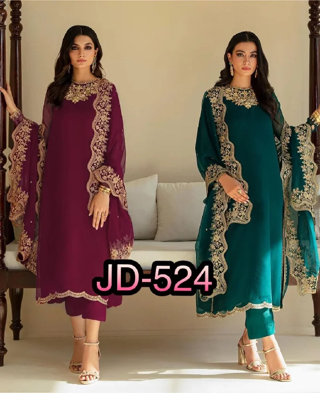 High Street Style Trending faux Georgette Designer Kurti with Dupatta and Pant set
