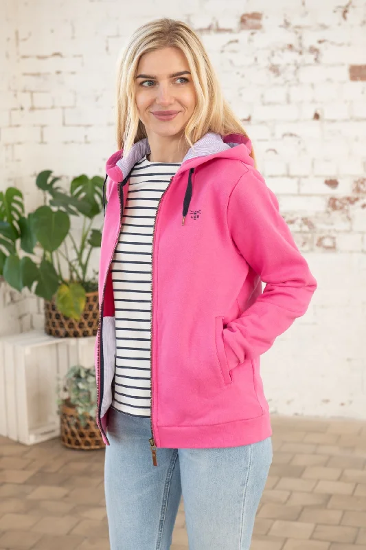 Embroidered Letters Strand Hooded Top - Azalea Pink