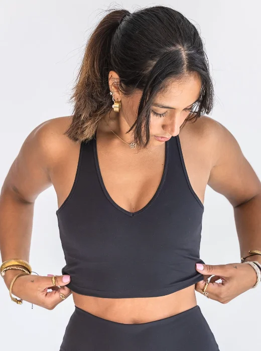 High-end Design V Neck Bra Top - Onyx