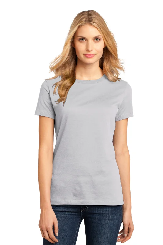 Casual And Comfortable District Womens Perfect Weight Short Sleeve Crewneck T-Shirt - Silver Grey - Closeout Casual And Comfortable District Womens Perfect Weight Short Sleeve Crewneck T-Shirt - Silver Grey - Closeout