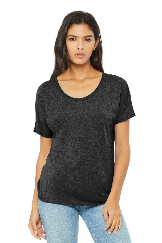 Feminine Charm Bella + Canvas Womens Slouchy Short Sleeve Wide Neck T-Shirt - Charcoal Black Triblend - Closeout Feminine Charm Bella + Canvas Womens Slouchy Short Sleeve Wide Neck T-Shirt - Charcoal Black Triblend - Closeout