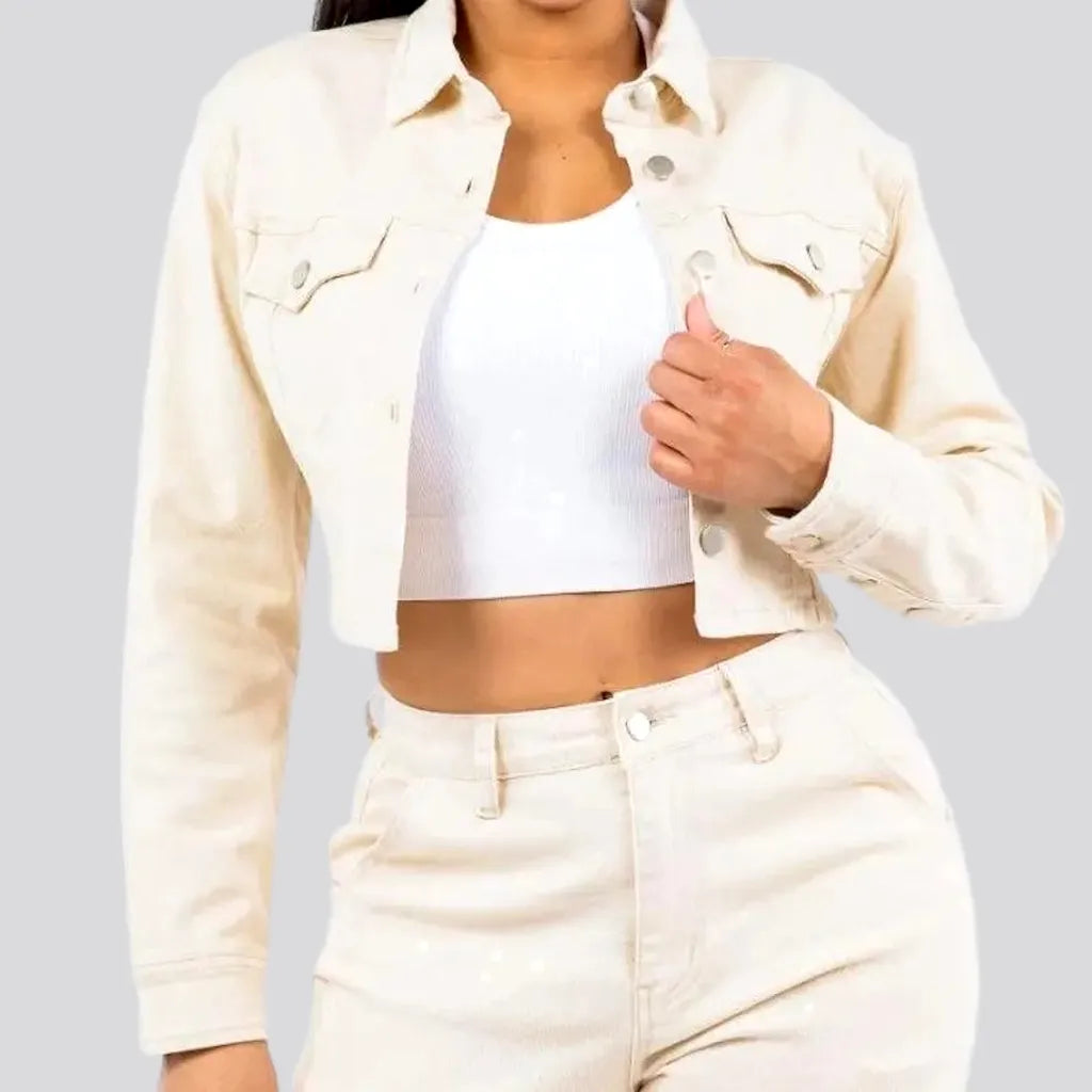 Exquisite Fabrics Chic slim fit crop women's denim jacket