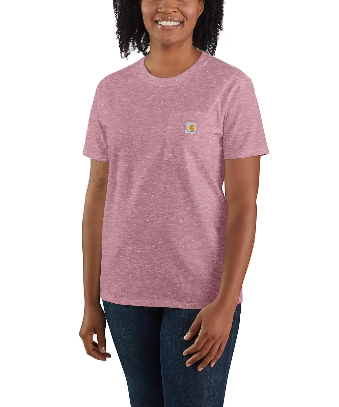 Street Charm Carhartt Women’s WK87 Short Sleeve Pocket T-Shirt - Foxglove Snow Heather Street Charm Carhartt Women’s WK87 Short Sleeve Pocket T-Shirt - Foxglove Snow Heather