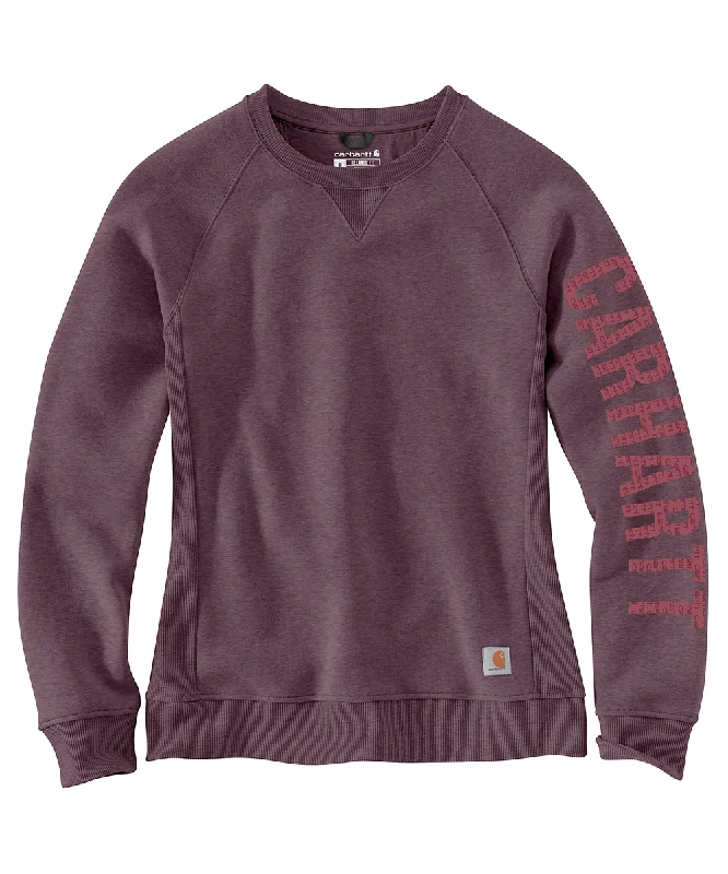 Carefree Carhartt Women's Midweight Logo Crew Neck Sweatshirt - Blackberry
