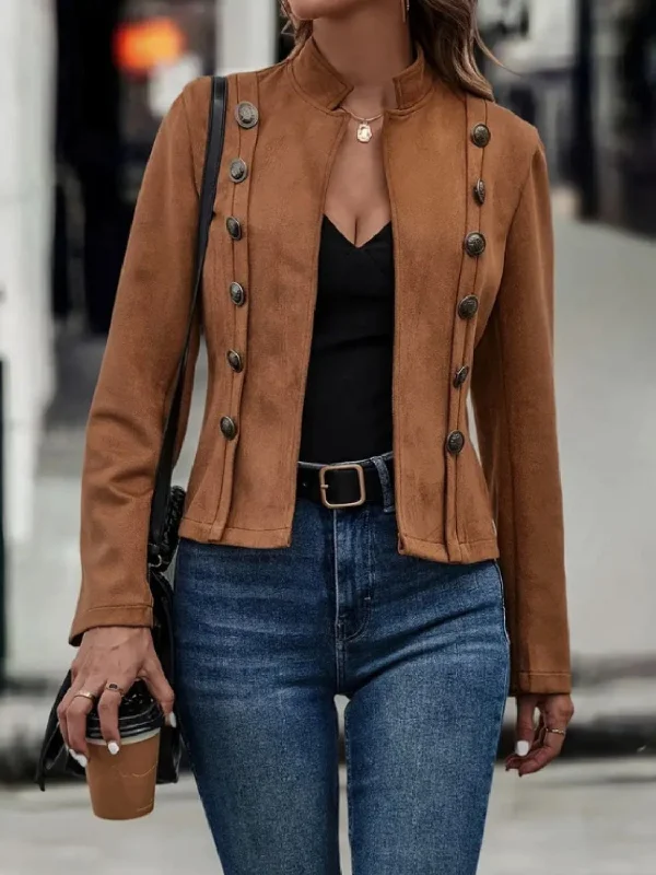 Stunning Fashion Decorative Button Open Front Long Sleeve Jacket
