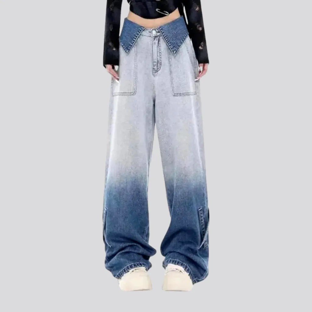 Classic Series Light ombre effect high-rise women's jeans