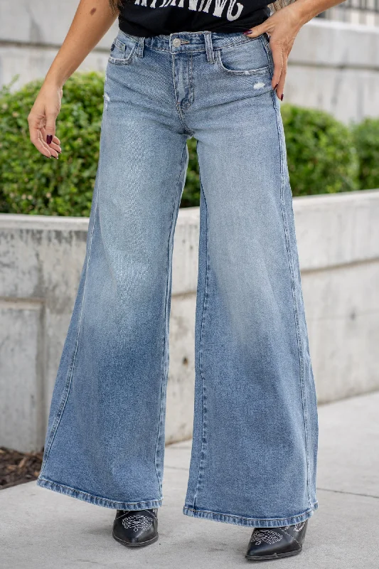 Fashionable And Versatile Renee Mid Rise Super Wide Leg