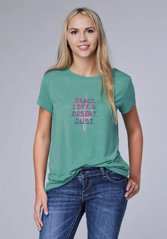 Fresh And Natural Roper Womens Desert Dust Turquoise Poly/Rayon S/S T-Shirt