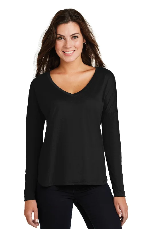 Stretch Design District Womens Drapey Short Sleeve V-Neck T-Shirt - Black - Closeout Stretch Design District Womens Drapey Short Sleeve V-Neck T-Shirt - Black - Closeout