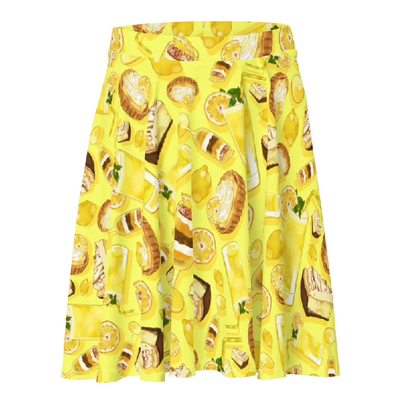 Lively And Youthful Lemon Skater Skirt