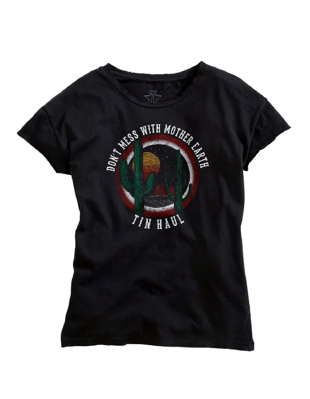 Celebrity Style Tin Haul Womens Black 100% Cotton Mother Earth S/S T-Shirt