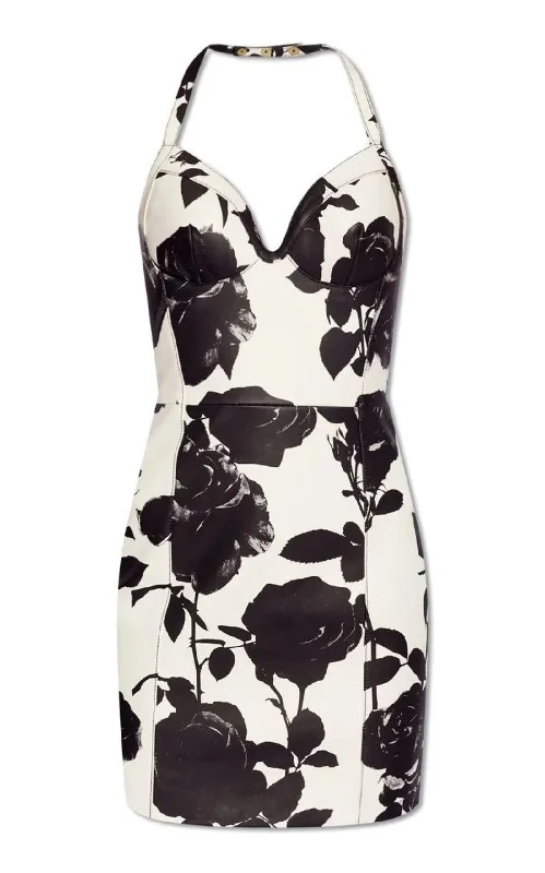 Cute Style Floral Printed Leather Dress