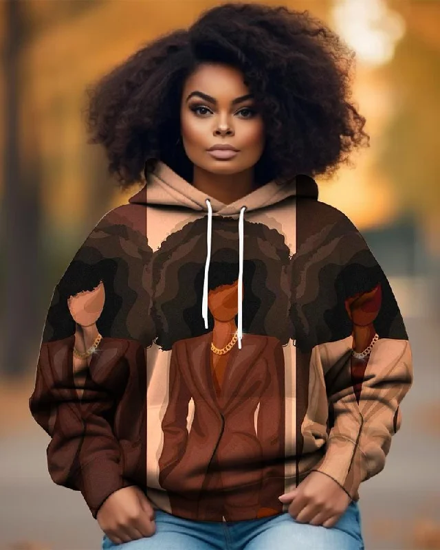 Elegant And Simple Melanin Woman Long-sleeved Hoodie