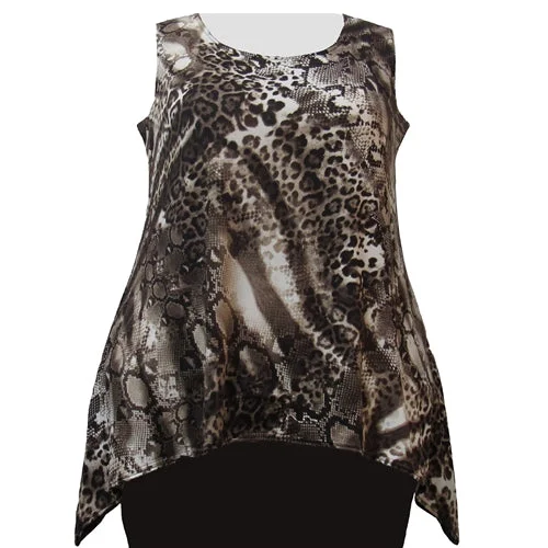 Urban Sense Leopard Abstract Shark Bite Hem Tank Top Women's Plus Size Tank Top