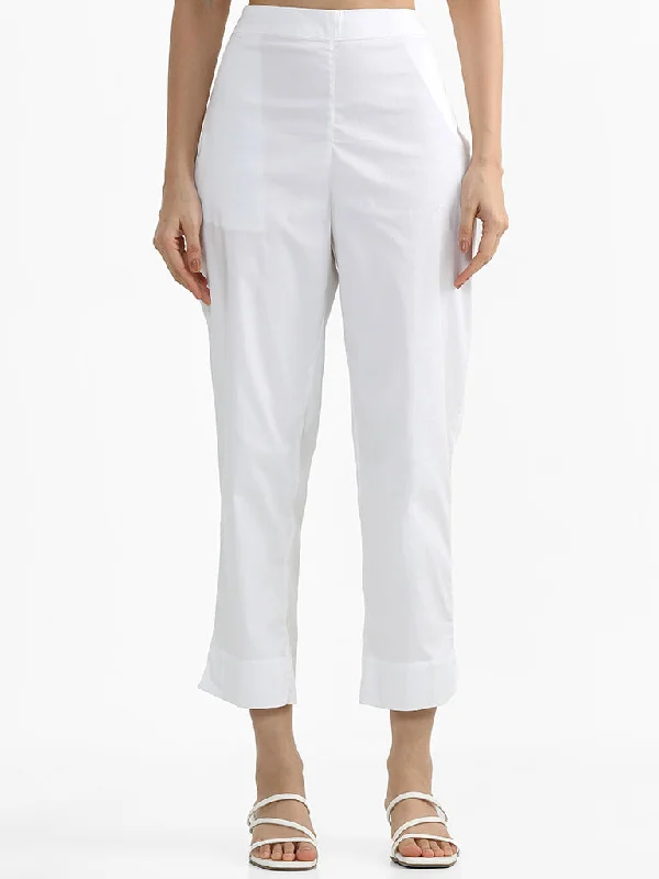 Casual Style Utsa White Poplin Pants